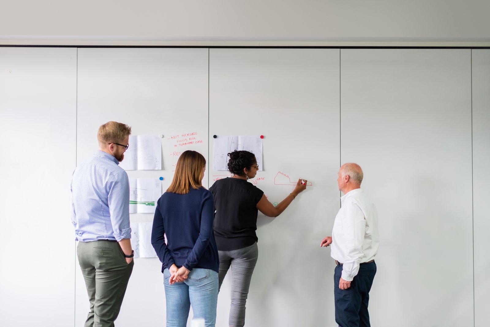 Engineering team reviewing digital transformation roadmap plans