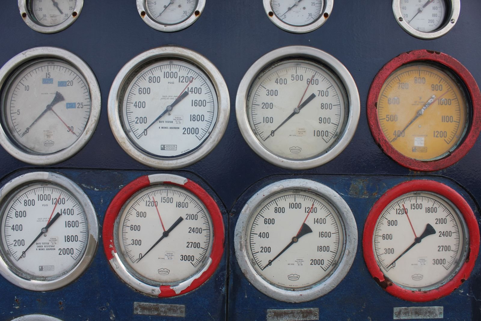 Bank of industrial gauges used for field-device connectivity