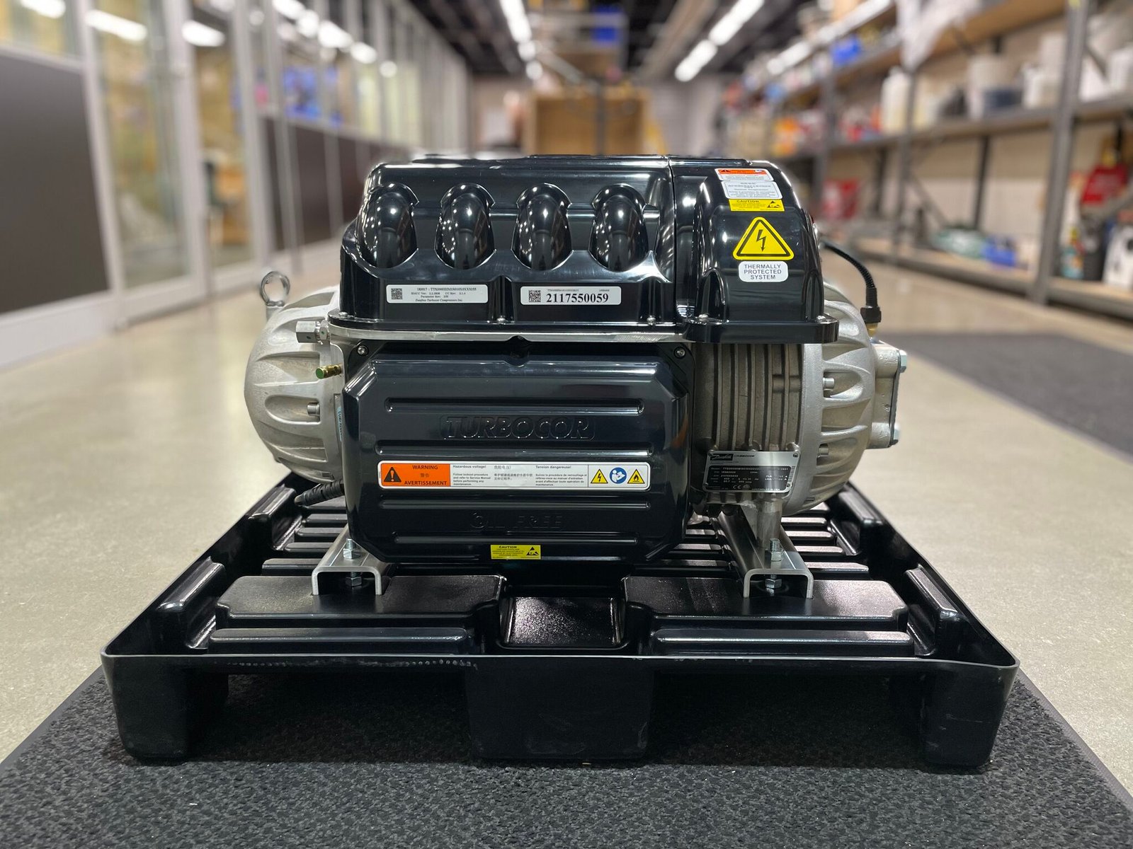 Danfoss Turbocor TTS300 oil-free magnetic bearing compressor, staged for a retrofit installation